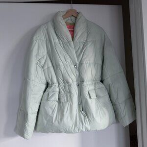 J Crew Alps cinch-waist puffer coat in mint green